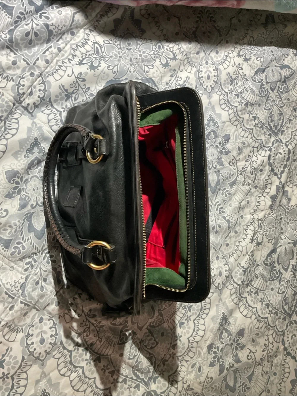 Dooney & Bourke Black Leather Satchel with Gold Hardware